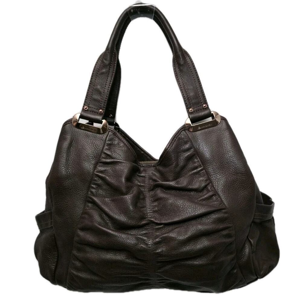 B. Makowsky Shoulder Bag Brown Leather Copper Hardware Large Slouchy Bag